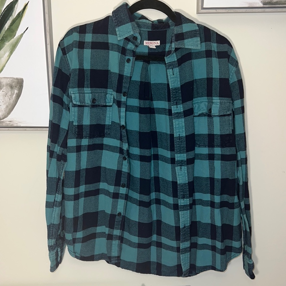 Men’s Green & Navy Blue Flannel